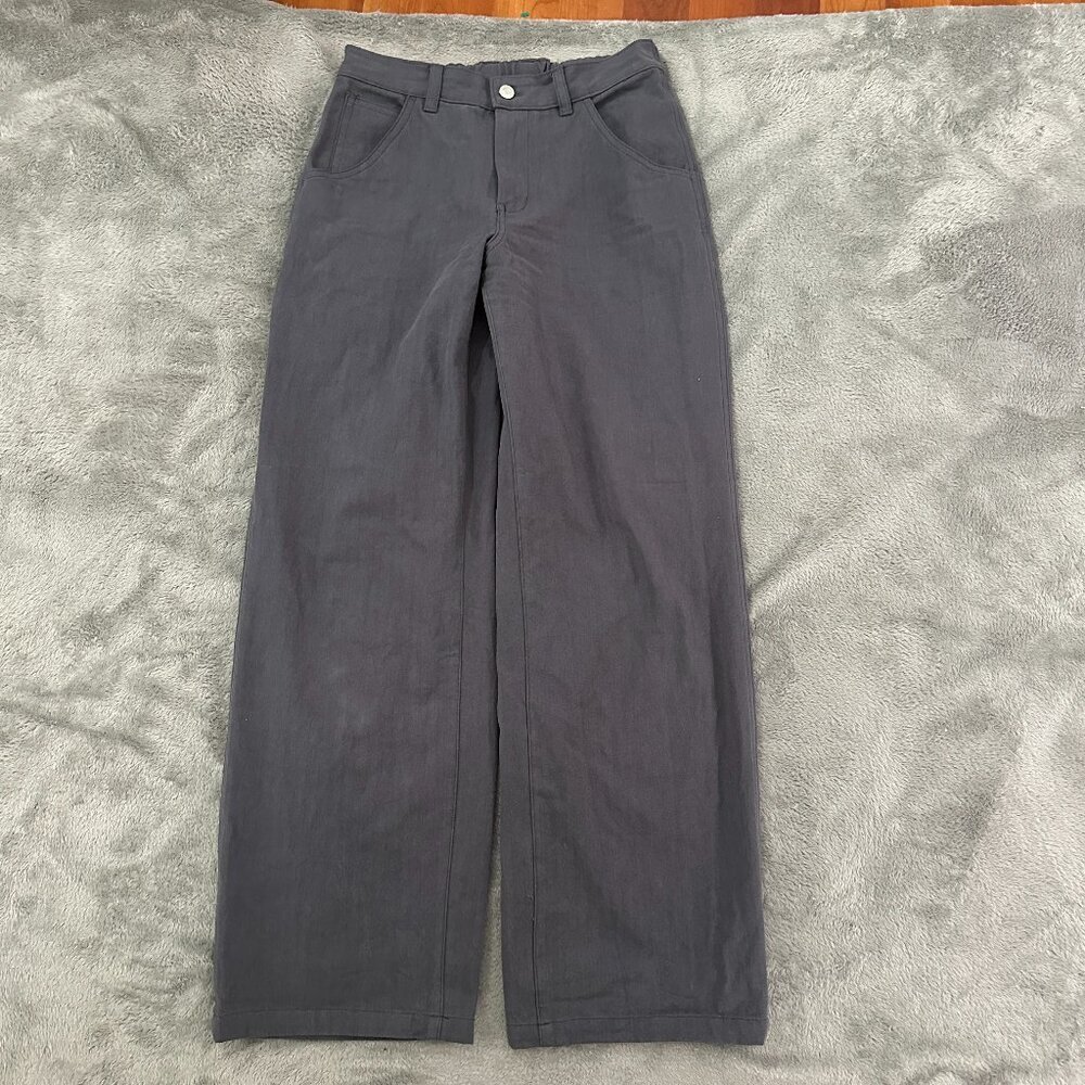 Carly Jean Los Angeles Gray Cargo Wide Leg Pants SMALL 100% Cotton
